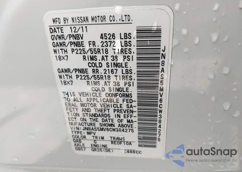 2012 Nissan Rogue Sv W/Sl Pkg from USA, damaged, VIN JN8AS5MV6CW384275